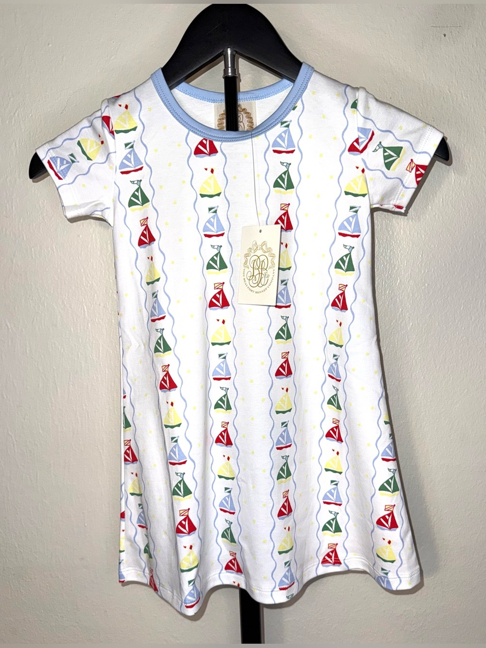 The Beaufort Bonnet Co Polly Play Dress in Set Sail w/ Beale Street Blue, 4T NWT